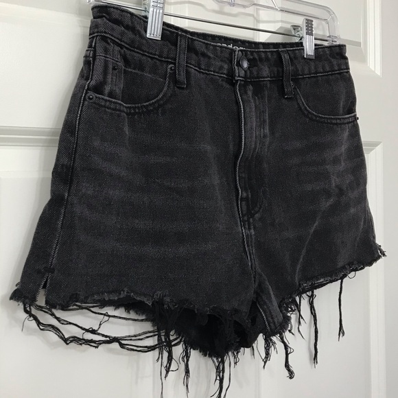 New Alexander Wang Bite High Rise Denim Shorts Rigid Black Jean Cut Off 28 - Picture 4 of 13